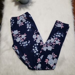 Pink Rose Navy Floral Leggings